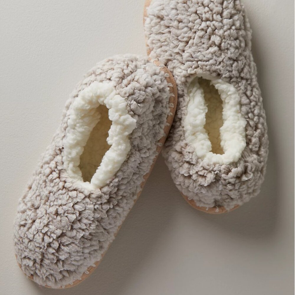 EUC Free People So Soft Sherpa Ballerina Slipper Socks, Gray/Ivory, Size S/M 5-7
